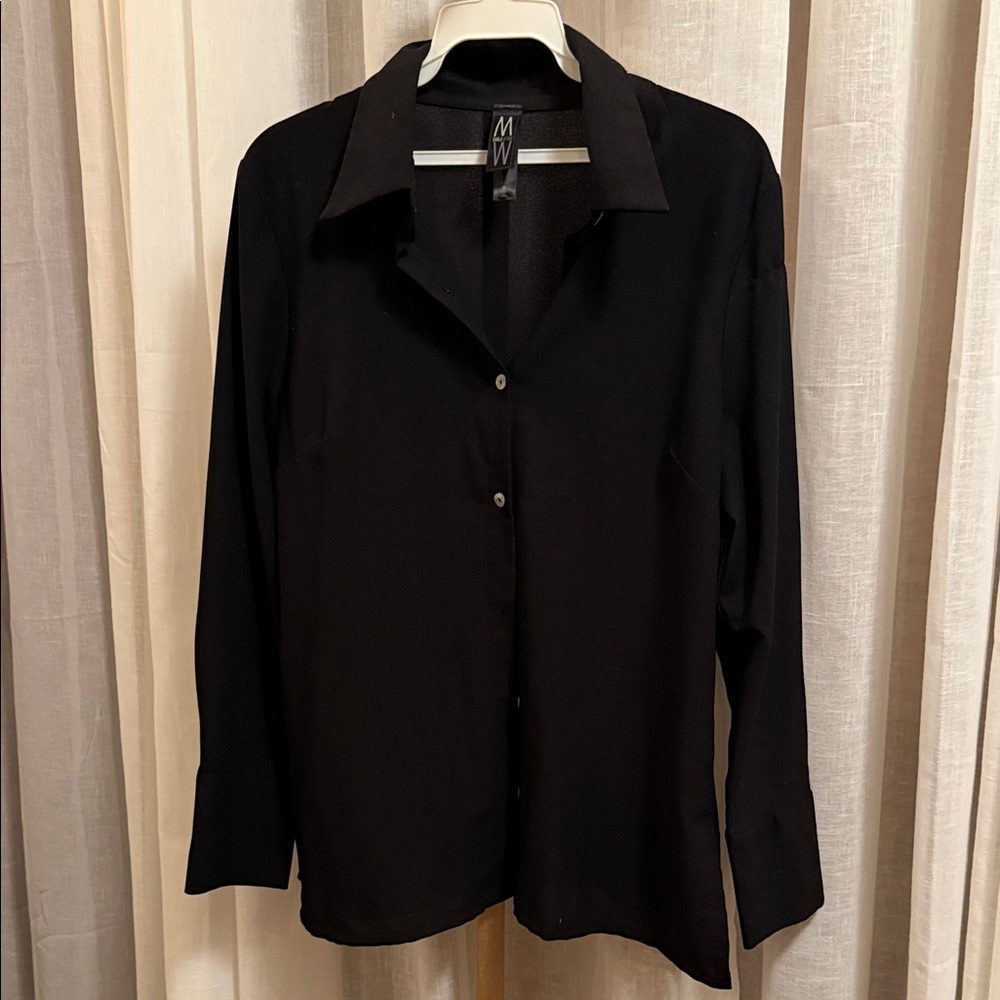 MarlaWynne Men's Black Casual Button Down Shirt